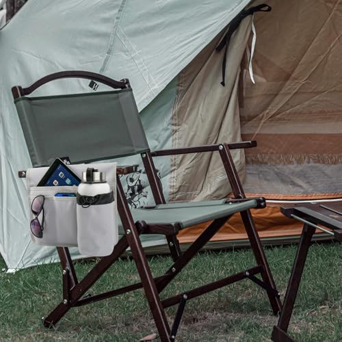 Xxerciz Beach Chair Cup Holder, Camping Chair Armrest Drink Organizer with Easily Attached Hook and Loop Strap, Universal Chair Accessory for Water Bottle, Sunglasses, Phone, Tablet, etc. (Gray) - color: Gray