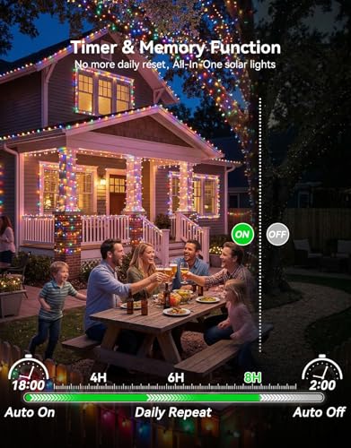 LitHome 34 Colors Solar String Lights Outdoor with Remote, 33FT 100 LED Solar & USB Powered Christmas String Lights, Waterproof Color Changing Light for Garden Patio Yard Tree Fence Decor