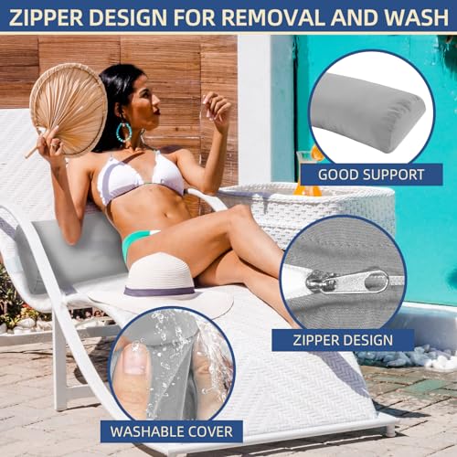 Headrest Pillow for Patio Chaise Lounge, 2 Packs Head Pillow with Elastic Band for Zero Gravity Lounge Chair, Head Neck Rest Pillow Lumbar Pillow, Light Gray - color: Light Gray
