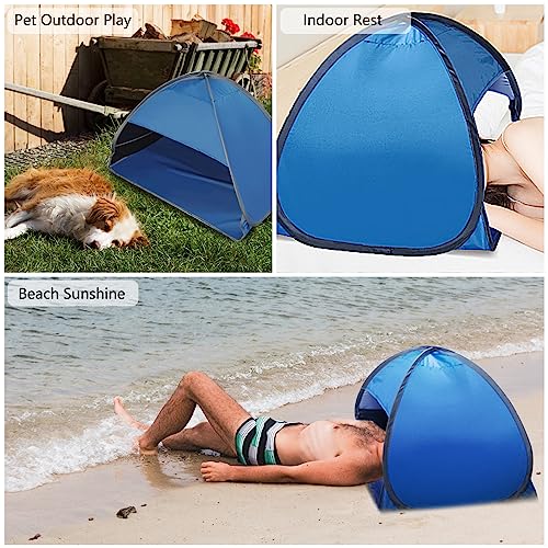 1pcs Pop Up Dog Cat Camping Tent, Blue Outdoor Play House Portable Sun Shelter Pet Tent for Dogs Cats Puppy Kitty Other Small Animals, L