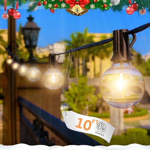 10FT LED Outdoor String Lights - Waterproof Patio Lights Shatterproof G40 Edison Globe Bulb, Connectable Hanging Outdoor String Lighting for Indoor Backyard Yard Gazebo Porch Party Decor - SOLROS - style: 10FT Globe Bulb-Plug in Only