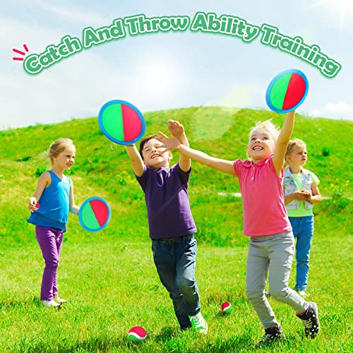 Charniol Kids Toys Toss and Catch Game Set Beach Game Outdoor Ball Sports Games Toss and Catch Ball Nylon Toys for Kids Adults(Pink, Green,Light Blue,12 Paddles 6 Balls) - color: Pink, Green,light Blue