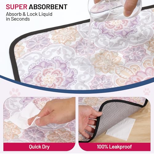 Washable Dog Pee Pads - Absorbent Reusable Puppy Training Pads, Waterproof Leak - Proof & Non - Slip for Crate Whelping Potty Training 24x18 (Pack of 2) - color: Pastel Multicolor, size: 24x18in(Pack of 2)
