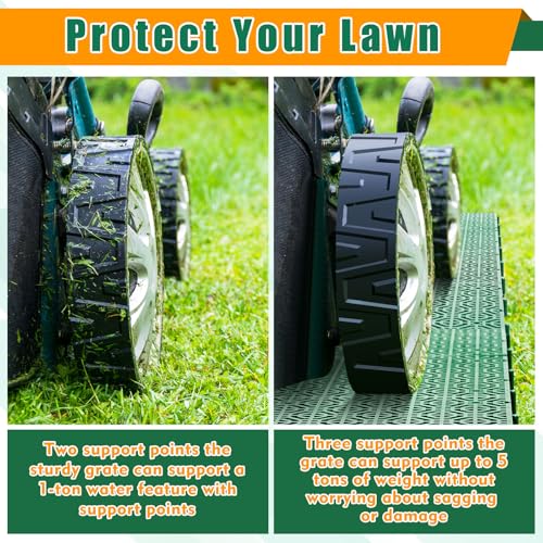 15 Pcs 15.7 x 15.7 in Heavy Duty Ground Protection Mats Drive on Lawn Grid, Heavyweight Drain Interlocking Non-Slip Floor Mat, 6613 lb Load for Gravel Grid Permeable Pavers (Green) - color: Green, size: 15.7 x 15.7 in
