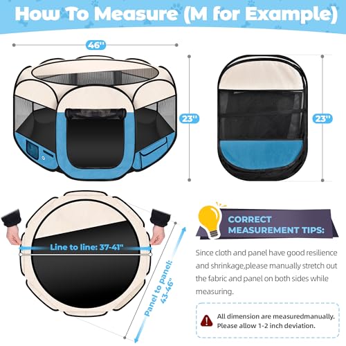 Dog Playpen 45", HOMAGICO Pet Playpen for Indoor Cats Enclosed, Portable Dog Cage Outdoor Tent Crate with Carrying Case, Water-Resistant and Removable Shade Cover, Blue - color: Blue