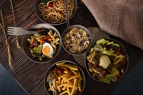 Boundless Voyage Ultralight Titanium Bowl Pan Plate Dish with Carry Bag Outdoor Camping Portable Tableware Cookware (5 Pcs Set (3 Bowls+2 Plates)) - color: 5 Pcs Set (3 Bowls+2 Plates)