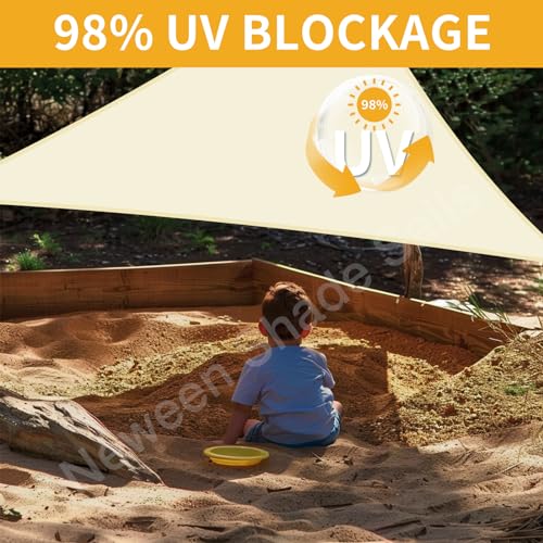NeWEEN Triangle Shade Sail Sun Shade - 9' x 9' x 9' Waterproof UV Block Beige - color: Beige, size: 9'10'' x 9'10'' x 9'10''