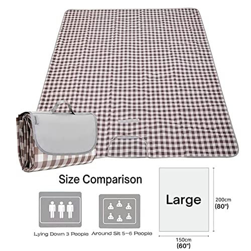 K Y KANGYUN Beach Blanket Outdoor Picnic Blankets Mat 80"x60" Extra Large Waterproof Sand Proof Camping Blankets Lightweight Folding Portable Travel Blanket for Family Park Beach Grass (Brown) - color: Brown