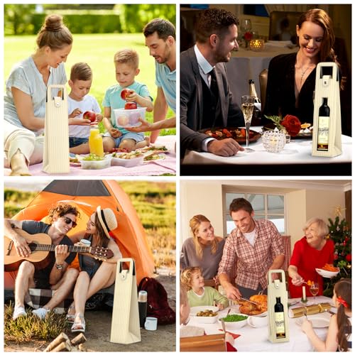 RYDDOY Wine Gift Bag, Reusable Leather Wine Tote Carrier, Single Bottle Champagne Beer Gift Bags Carrier for Birthday, Wedding, Picnic Party, Christmas festival Gifts (Beige) - color: A-Beige-16.1×3.5×3.5