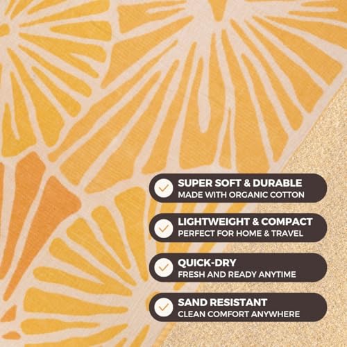 FESHKA Sand Free Turkish Beach Towel (37 x 67) Quick Dry Bath Towel, Oversized Beach Blanket, Lightweight for Travel - Made with 100% Organic Turkish Cotton - Summer Solstice (Yellow/Orange) - color: 06 - Yellow/Orange