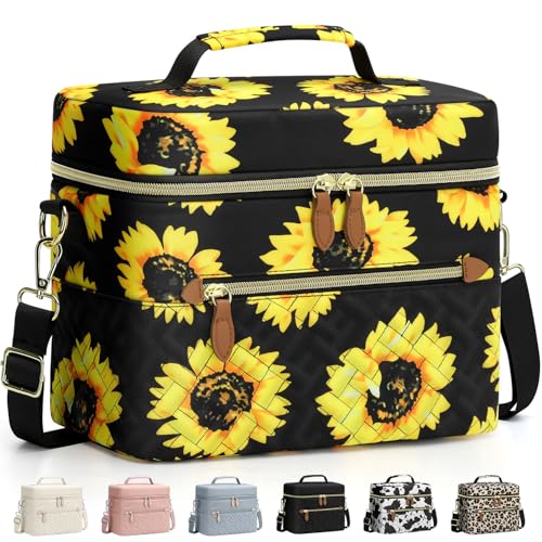 Capolo Lunch Box for Women Men Adults,Insulated Lunch Bag Leakproof Lunch Cooler Box with Removable Strap Cute Lunch Tote Bags Reusable Thermal Lunchbox for School Work Picnic(Small,Sunflower) - color: Sunflower, size: Small