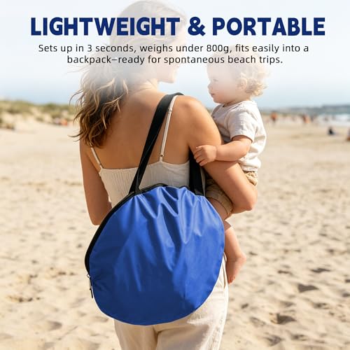 NARMAY Camping Tent, Pop Up Beach Tent, Portable Sun Shelter for 1-2 Person with UPF 50+ UV Protection - Blue - color: Blue