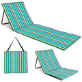 just be... Beach Sun Mat Folding Lightweight Portable Adjustable Sunbathing Recliner with Backrest Support and Valuables Pocket for Holidays Garden Camping Park Festivals - Dark Multicolour Stripes - color: Dark Multicolour Stripes