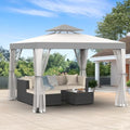 Gazebo, 10'x10' Patio Gazebo Outdoor Waterproof Canopy Tent UV-Resistant 2-Tier Top Sturdy Canopy Shelter Tent for Camping with Removable Netting for Garden Patio Backyard (Grey & White, 10' x 10') - color: Grey & White