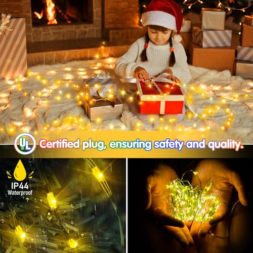 KNONEW 532FT Outdoor Christmas Fairy Lights Plug in,1600 LED String Lights Outdoor Waterproof 8 Modes Memory Times for Wedding Bedroom Walls Garden Trees Decoration(Warm White) - color: Warm White, size: 532FT 1600 LED Green Wire