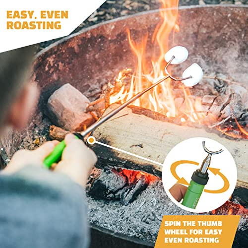 MalloMe Smores Sticks for Fire Pit -Rotating 34 inch Marshmallow Roasting Sticks Smores Kit Outdoor -Accessories for Campfire- Smore Skewers Hot Dog Fork, Camping Essentials Bonfire Gear Long (6 Pack) - size: Set of 6