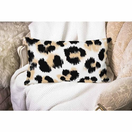 Smooffly Animal Leopard Print Waist Lumbar Cotton Linen Throw Pillow case Cushion Cover for Sofa Home Decorative Oblong 12x20 Inches - color: Swn02