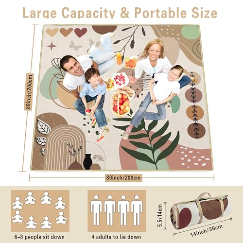 Supfitness Extra Large Picnic Blankets Waterproof Foldable (80 "x 80") Beach Blanket Waterproof Sandproof,3-Layer Thicking Mat Outdoor Packable Camping Blanket - color: Colorfu, size: 6'8" x 6'8" (Square)