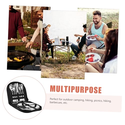 Sosoport Stainless Steel Camping Cutlery Set with Portable Storage Bag Safe and Easy to Carry Picnic Utensils for Outdoor Dining for Travel Fishing and Camping