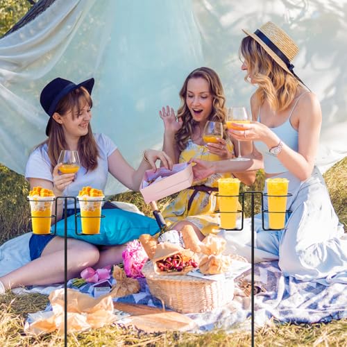 Silkfly 3 Pack Heavy Duty Drink Holder Stakes Outdoor Yard Beer Wine Beverage Cup Holders with Metal Stakes for Garden Lawn Backyard Camping Picnic Tailgating Campsite
