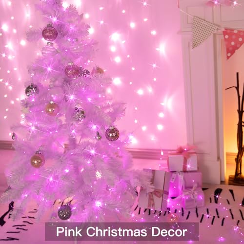 suddus Pink Valentine Day Fairy Lights Battery Operated, 66ft 200 LED String Lights with Remote & Timer, Waterproof Twinkle Lights for Bedroom, Romantic Wedding, Party, Indoor & Outdoor Decor - color: Pink, size: 200LED