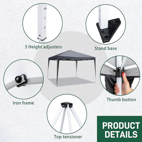 Outvita 10x10ft Ez Pop Up Outdoor Canopy Tent, Portable Commercial Instant Tent with Carry Bag for Party Wedding Birthday BBQ Events - style: 10x10-gray