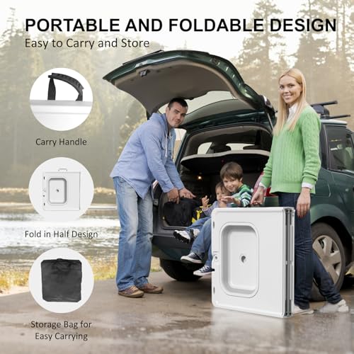 Folding Fish Cleaning Table with Sink, 50"x27" Bi-Folding Portable Camping Sink Station with Drain Hose, Trash Can, Gloves and Cleaning Kits, Foldable Outdoor Sink for Camping, Fishing, BBQ - style: Fish cleaning table Bi-Folding
