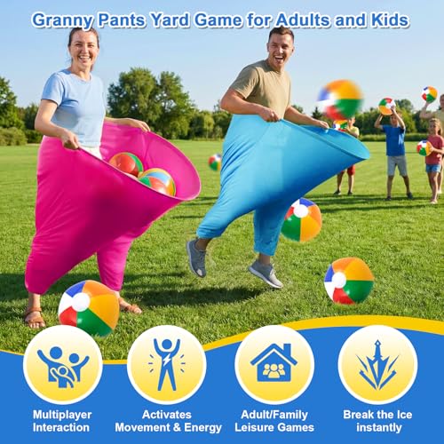 Granny Pants Yard Game, Outdoor Game with Bouncy Ball and Air Pump, Team Relay Family Reunion Party Field Game - size: 4PCS