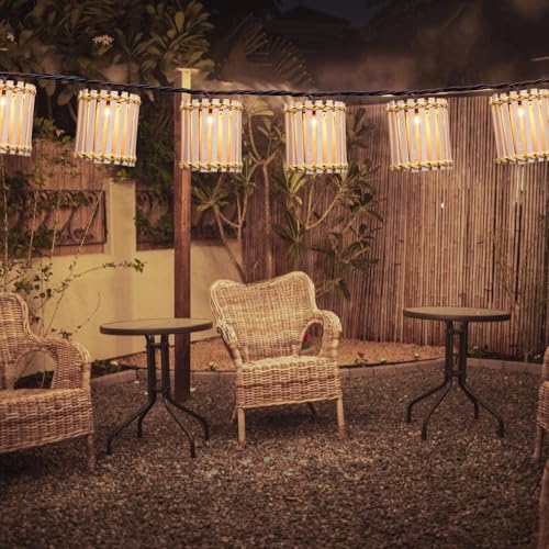 Outdoor-String-Lights-Waterproof, Bamboo Lantern String Lights for Patio, Garden, Porch, Balcony, Gazebo Decorative (Bamboo) - style: Bamboo