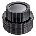U-QE 100PCS Black Plastic Plates, Heavy Duty Black Plates Including 50PCS 10'' Dinner Plates & 50PCS 7.5'' Dessert Plate - Hard Plastic Plate for Party Wedding Bridal Shower - color: Black