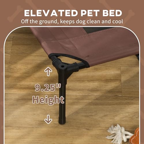 PawHut Elevated Portable Dog Cot Pet Bed with UV Protection Canopy Shade, 48 inch, Coffee - color: Coffee, size: 48 inch