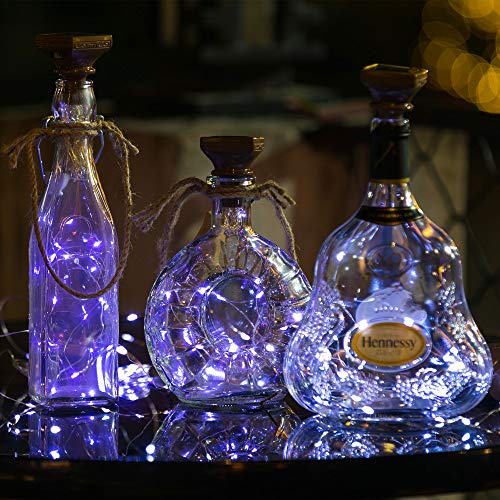 YJFWAL Upgraded 12 Pack Solar Wine Bottle Lights, 20 LEDs Waterproof Copper Light, Bottle Light Fairy Cork String Lights for Yard Patio Decor, DIY Birthday Gift for Mom Grandma Girlfriend(Cool White) - color: Cool White (Square Shaped), size: 12 Pack