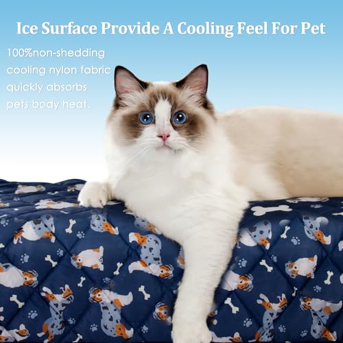 Dog Cooling Mat, Premium Lightweight Pet Cooling Blanket Bed Cover for Dogs, Cat, Puppies | Ice Silk Cooling Pad for Dogs Furniture Protector | Machine Washable Pet Blanket, 28''x40'' - color: Blue, size: Medium