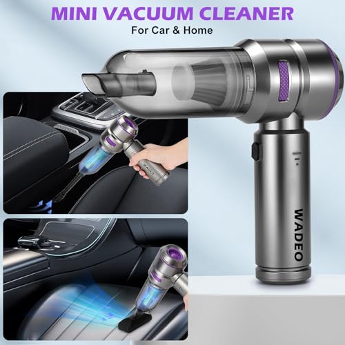 WADEO Handheld Vacuum Cordless, 4-in-1 21000PA Brushless Car Vacuum & 210000RPM Air Duster 7500mAh Battery Air Blower Wireless Handheld Vacuum for Car, Office and Home Cleaning - color: Silver Gray With Brushless Motor