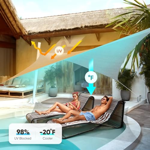 Quictent 20x16ft Rectangular Sun Shade Sail 185G HDPE Canopy 98% UV Block Outdoor Patio Garden Commercial Deck with Hardware Kit (Gray) - color: Gray, size: 20 x 16 ft, style: Rectangle