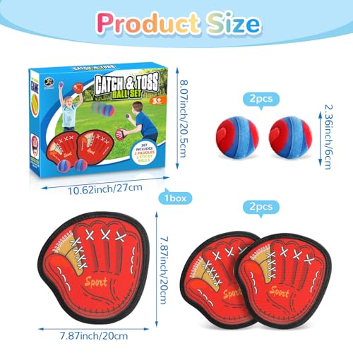 DISHIO Toss and Catch Ball Game Outdoor, Yard Games Beach Toys Pool Toddler Baseball Glove & Catch Ball Toys - color: 2 paddles 2 balls