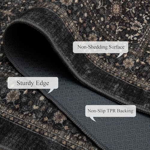Ruaruarug Area Rug Non Slip Machine Washable Ultra Soft Living Room/Bedroom/Kitchen/Outdoor/Classroom Black Grey, 2'×3' - color: Dark Grey, size: 2' x 3' (Rectangular)