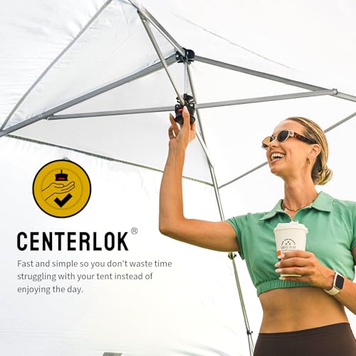 CROWN SHADES 10X10 Commercial Instant Canopy Pop Up Tent with Center Lock, 300D Fabric, 4 Sidewalls, Sto'N Go Bag, White - color: White, size: 10x10 Classic