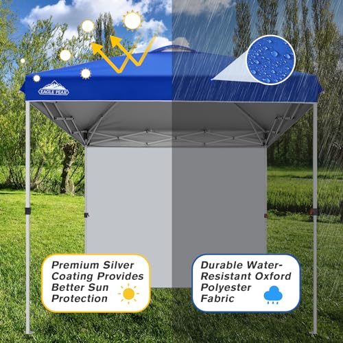 EAGLE PEAK Commercial Canopy 8x8 Pop Up Canopy Tent with 1 Sidewall, Easy Setup Heavy Duty Instant Event Shelter for Vendors & Markets, Outdoor Sun Shade, Blue - color: Blue, size: 8x8