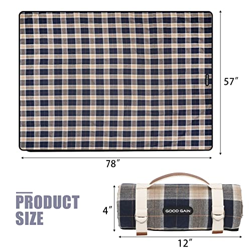 G GOOD GAIN Waterproof Picnic Blanket Portable with Carry Strap for Beach Mat or Family Outdoor Camping Party (Brown) - color: Slate
