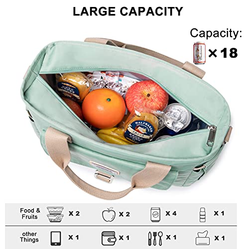 Weitars Insulated Lunch Bag for Men Women,Leak Proof Lunch Box for Work,Large Lunch Tote Bag With Removable Shoulder Strap with Side Pockets,Reusable Lunch Cooler Bag For Picnic Hiking - color: Green
