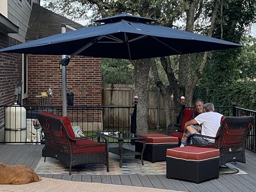 PURPLE LEAF 9' X 12' Patio Umbrella Outdoor Rectangle Umbrella Large Cantilever Umbrella Windproof Offset Heavy Duty Sun for Garden Deck Pool Patio, Navy Blue - color: Navy Blue, size: 9' X 12'