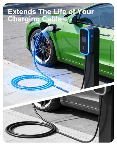 EV Charger Cable Protector 26FT, 7/8 inch Car Charging Cable Flexible Wire Covers Cord Protectors- Durable and Anti-Wear, Prevents Pet Chewing, Door Crush, and Concrete Scratches