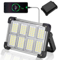 120W Solar Rechargeable Work Light, 144 LED Portable Flood Light with Stand, IP66 Waterproof 4 Modes LED Job Site Lighting Flashlights for Mechanic Camping Fishing Car Repair(Black 1 Pack) - style: Black 1 Pack