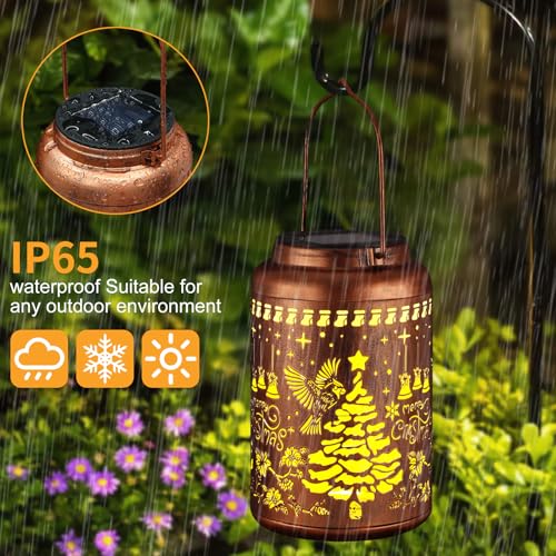 Solar Lanterns Outdoor Waterproof Garden Decor Birthday Gifts for Women Mom Grandma Hanging Lights Metal Decoration Outside for Yard, Patio,Backyard( Red Bird) - style: A-Red Bird