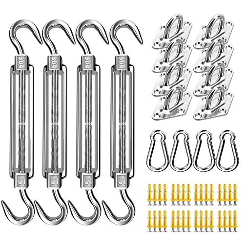 80 PCS Shade Sail Hardware Kit, 5 Inch Super Heavy Duty 304 Marine Grade Stainless Steel Sun Shade Hardware Kit for Triangle/Rectangle/Square Sun Shade Sails Installation - size: 5#-80PCS, style: Classic