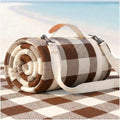 Waterproof Beach Blanket Picnic Outdoor Camping Mat Oversized Extra Large Foldable Sandproof Sand Free Resistant Big XL Giant Towel Hawaii Honeymoon Essentials Women Summer Must Have Vacation Gift - color: Plaid Beige