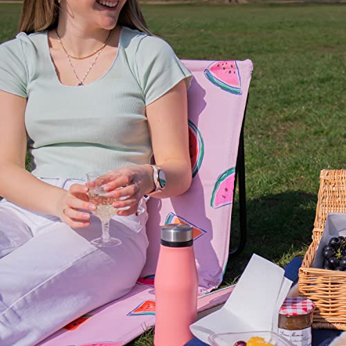 just be... Beach Sun Mat Folding Lightweight Portable Adjustable Sunbathing Recliner with Backrest Support and Valuables Pocket for Holidays Garden Camping Park Festivals - Dark Multicolour Stripes - color: Dark Multicolour Stripes
