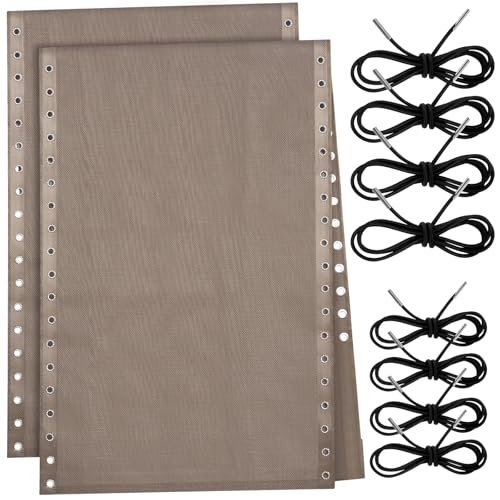 Queekay 2 Pcs Gravity Chair Replacement Fabric with 8 Bungee Cord Lounge Cloth Mesh Patio Chair Repair Kit Sling Fabric Replacement for Patio Recliner Outdoor Lawn Pool Beach (63" X 21",Light Brown) - color: Light Brown, size: 63" x 21"