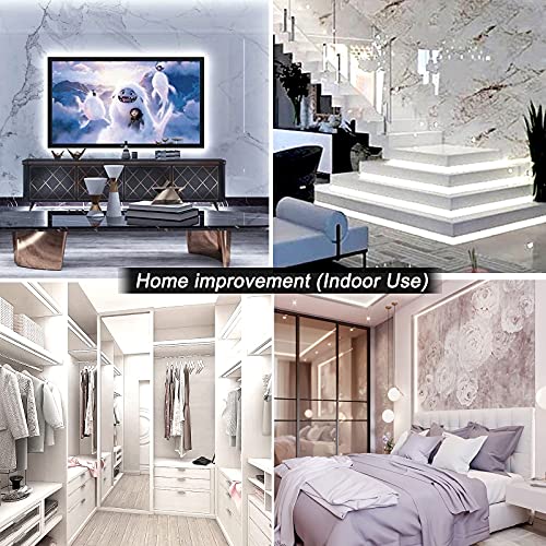 SURNIE 150ft LED Rope Lights Outdoor Waterproof: 110V Daylight White Dimmable Flat Strip Light 6500K Cuttable Connectable for Stairs Deck Backyards Commercial Indoor Outdoor Lighting, Not Tube Rope - color: White, size: 150ft